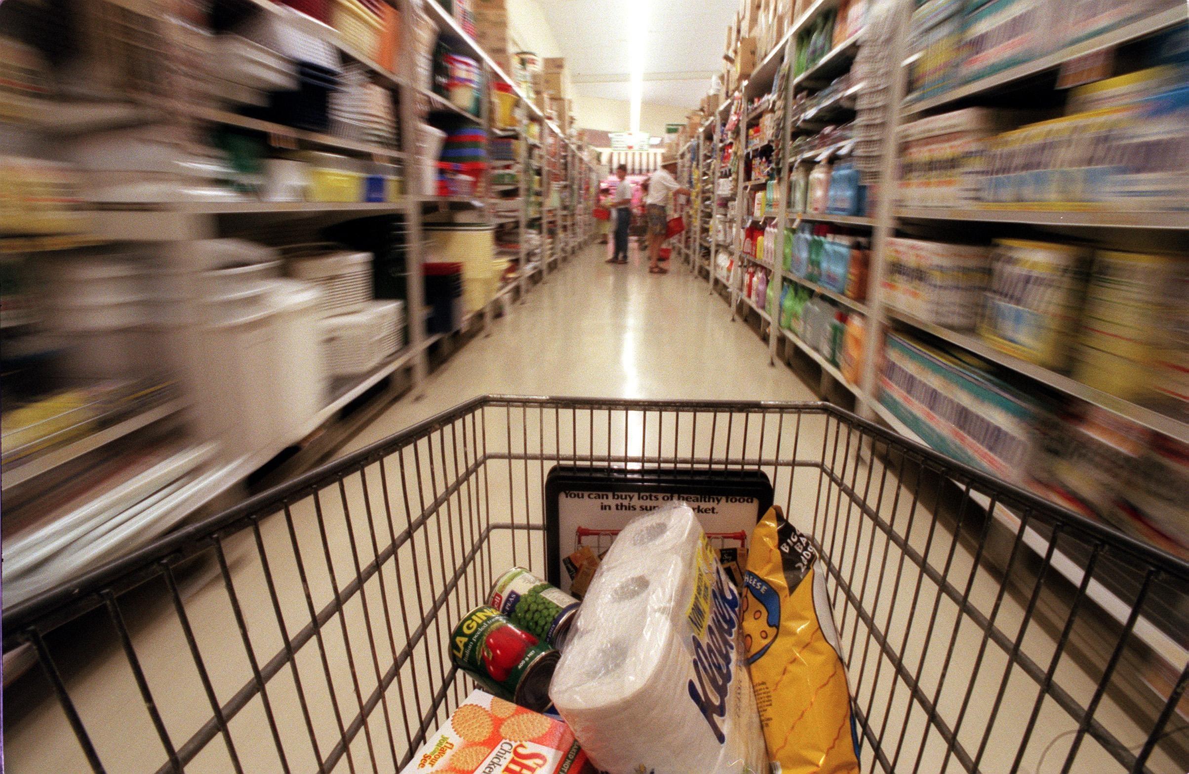 Trolley in supermarket, exact date