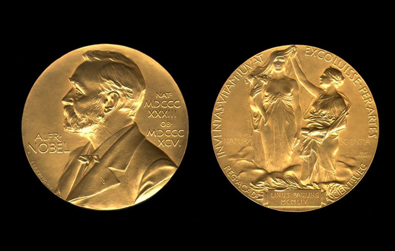 medalha frente e verso para o Nobel de Literatura